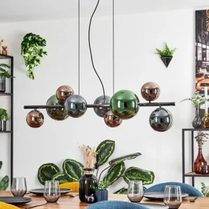 hofstein Sacoselo Suspension, Boule lumineuse Noir, 9 lumières* Lampes Modernes