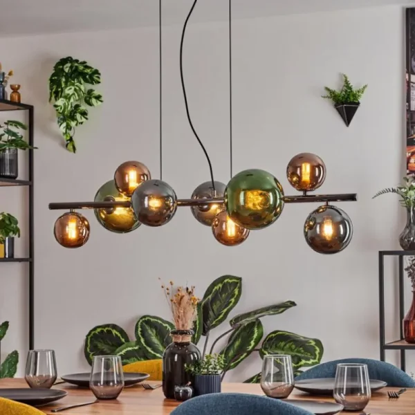 hofstein Sacoselo Suspension, Boule lumineuse Noir, 9 lumières* Lampes Modernes