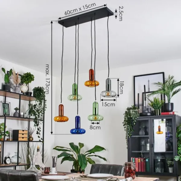 hofstein Salavisa Suspension Noir, 6 lumières* Lampes Modernes
