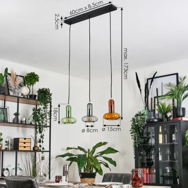 hofstein Salavisa Suspension Noir, 3 lumières* Lampes Modernes