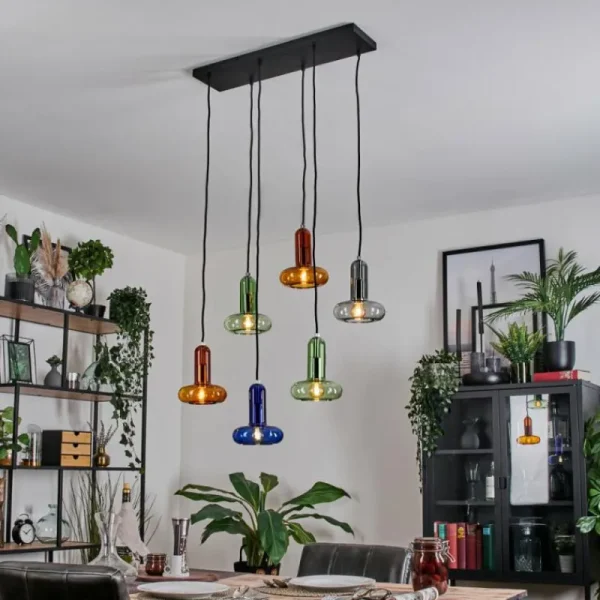 hofstein Salavisa Suspension Noir, 6 lumières* Lampes Modernes
