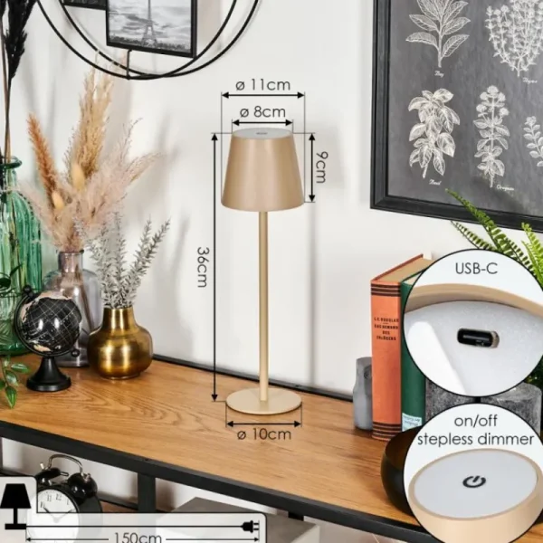 hofstein Salgadinho Lampe à poser LED Beige, 1 lumière* Lampes Modernes
