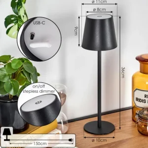 hofstein Salgadinho Lampe à poser LED Noir, 1 lumière* Lampes Modernes