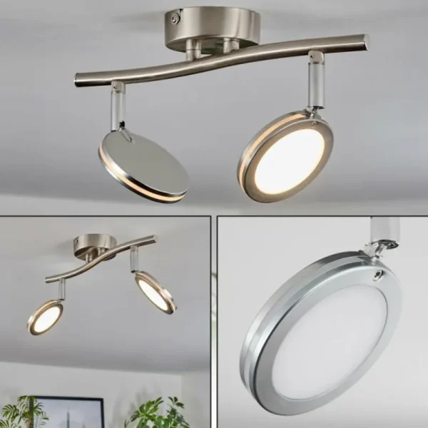 hofstein Sarnadinha Plafonnier LED Nickel mat, 2 lumières* Lampes Modernes
