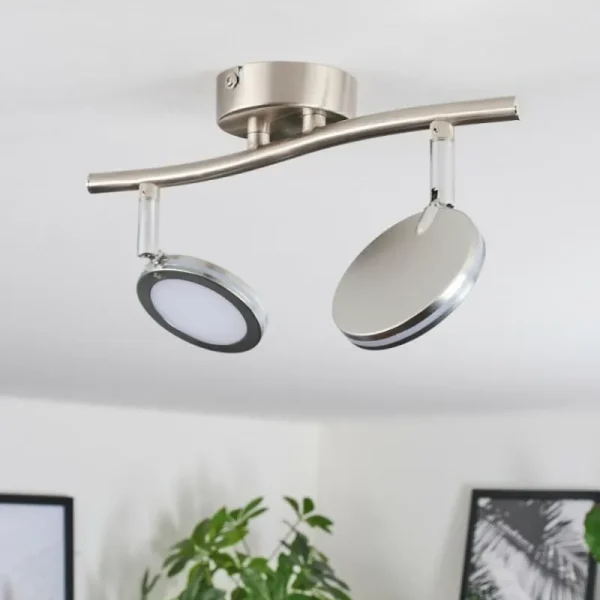 hofstein Sarnadinha Plafonnier LED Nickel mat, 2 lumières* Lampes Modernes