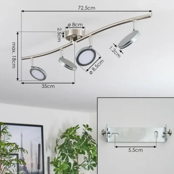 hofstein Sarnadinha Plafonnier LED Nickel mat, 4 lumières* Lampes Modernes