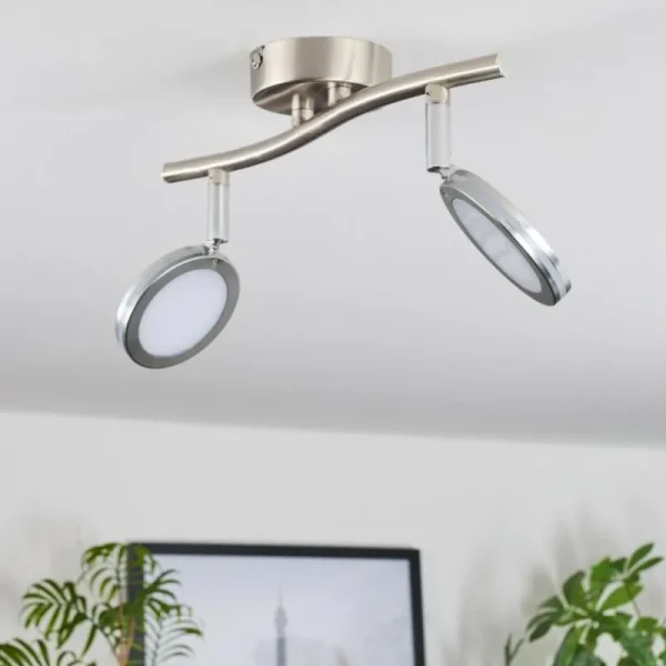 hofstein Sarnadinha Plafonnier LED Nickel mat, 2 lumières* Lampes Modernes