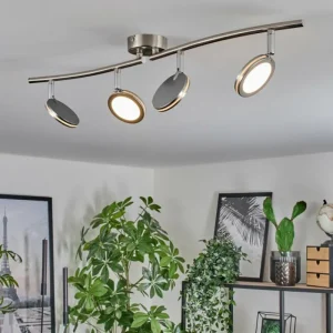 hofstein Sarnadinha Plafonnier LED Nickel mat, 4 lumières* Lampes Modernes