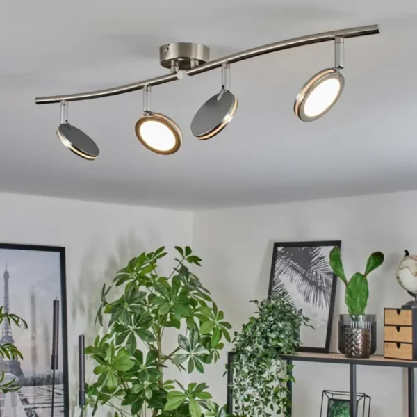 hofstein Sarnadinha Plafonnier LED Nickel mat, 4 lumières* Lampes Modernes