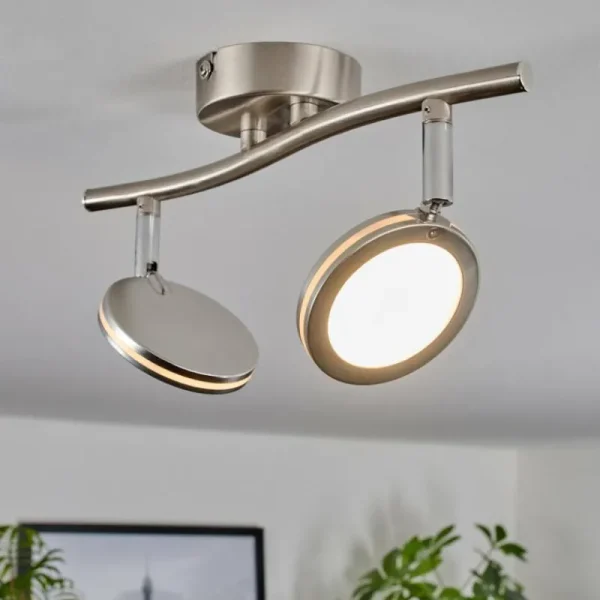 hofstein Sarnadinha Plafonnier LED Nickel mat, 2 lumières* Lampes Modernes