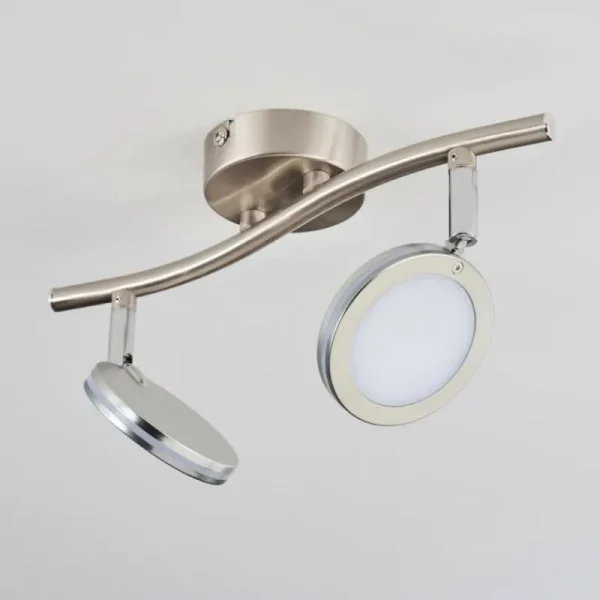 hofstein Sarnadinha Plafonnier LED Nickel mat, 2 lumières* Lampes Modernes