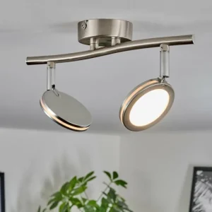 hofstein Sarnadinha Plafonnier LED Nickel mat, 2 lumières* Lampes Modernes