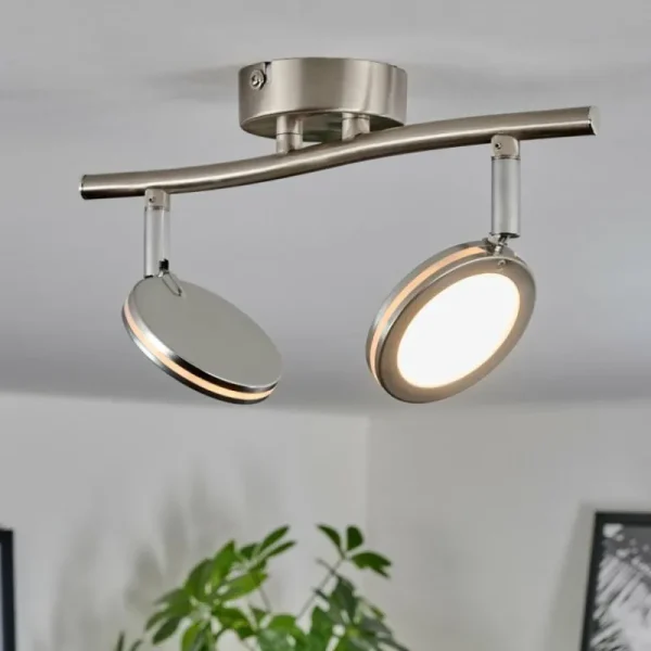hofstein Sarnadinha Plafonnier LED Nickel mat, 2 lumières* Lampes Modernes