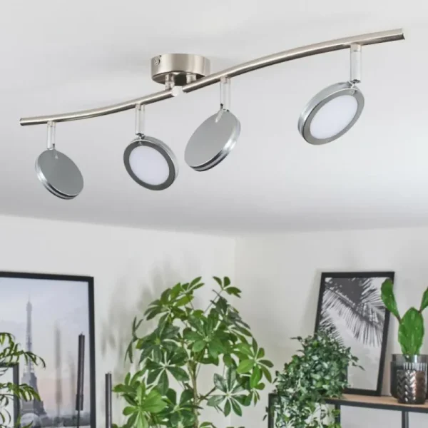 hofstein Sarnadinha Plafonnier LED Nickel mat, 4 lumières* Lampes Modernes