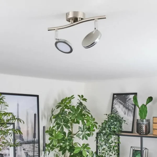 hofstein Sarnadinha Plafonnier LED Nickel mat, 2 lumières* Lampes Modernes
