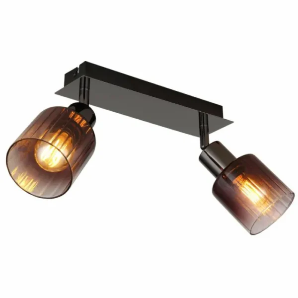 Luminaires Globo Lighting Satella Plafonnier, Spot de plafond, Applique murale, Spot mural Chrome, Noir, 2 lumières* Lampes En Verre