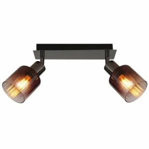 Luminaires Globo Lighting Satella Plafonnier, Spot de plafond, Applique murale, Spot mural Chrome, Noir, 2 lumières* Lampes En Verre