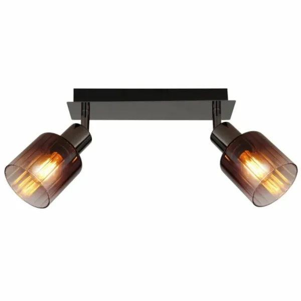 Luminaires Globo Lighting Satella Plafonnier, Spot de plafond, Applique murale, Spot mural Chrome, Noir, 2 lumières* Lampes En Verre