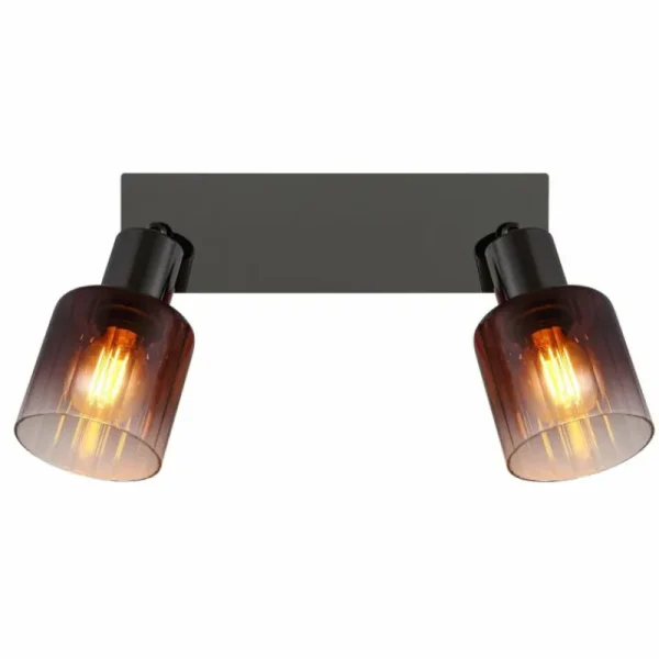 Luminaires Globo Lighting Satella Plafonnier, Spot de plafond, Applique murale, Spot mural Chrome, Noir, 2 lumières* Lampes En Verre