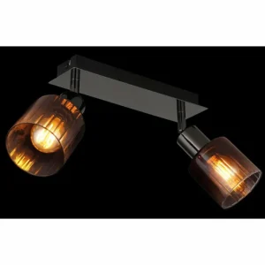 Luminaires Globo Lighting Satella Plafonnier, Spot de plafond, Applique murale, Spot mural Chrome, Noir, 2 lumières* Lampes En Verre