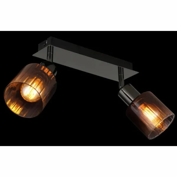 Luminaires Globo Lighting Satella Plafonnier, Spot de plafond, Applique murale, Spot mural Chrome, Noir, 2 lumières* Lampes En Verre