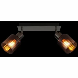 Luminaires Globo Lighting Satella Plafonnier, Spot de plafond, Applique murale, Spot mural Chrome, Noir, 2 lumières* Lampes En Verre