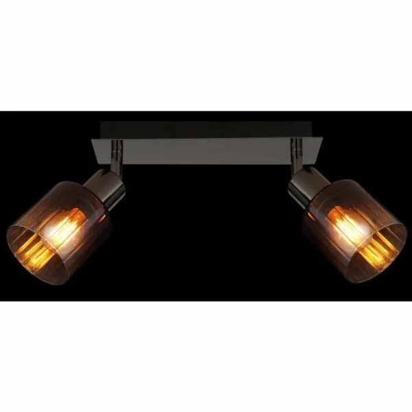 Luminaires Globo Lighting Satella Plafonnier, Spot de plafond, Applique murale, Spot mural Chrome, Noir, 2 lumières* Lampes En Verre