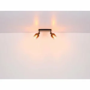 Luminaires Globo Lighting Satella Plafonnier, Spot de plafond, Applique murale, Spot mural Chrome, Noir, 2 lumières* Lampes En Verre