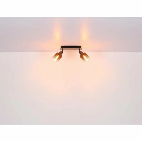 Luminaires Globo Lighting Satella Plafonnier, Spot de plafond, Applique murale, Spot mural Chrome, Noir, 2 lumières* Lampes En Verre