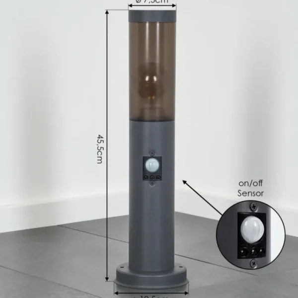 hofstein Sessa Borne lumineuse, Eclairage de chemin Anthracite, 1 lumière, Détecteur de mouvement* Lampes Modernes