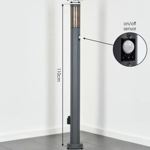 hofstein Sessa Lampe à prise électrique, Eclairage de chemin Anthracite, 1 lumière, Détecteur de mouvement* Lampes Modernes