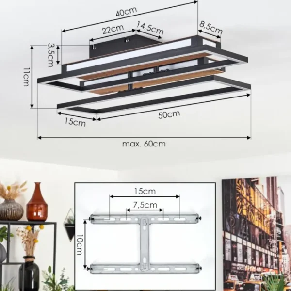 hofstein Sigersvik Plafonnier LED Écru, Noir, 1 lumière* Lampes Modernes