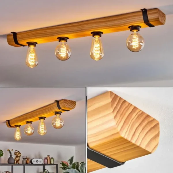 hofstein Skads Plafonnier Écru, Noir, 4 lumières* Lampes Modernes