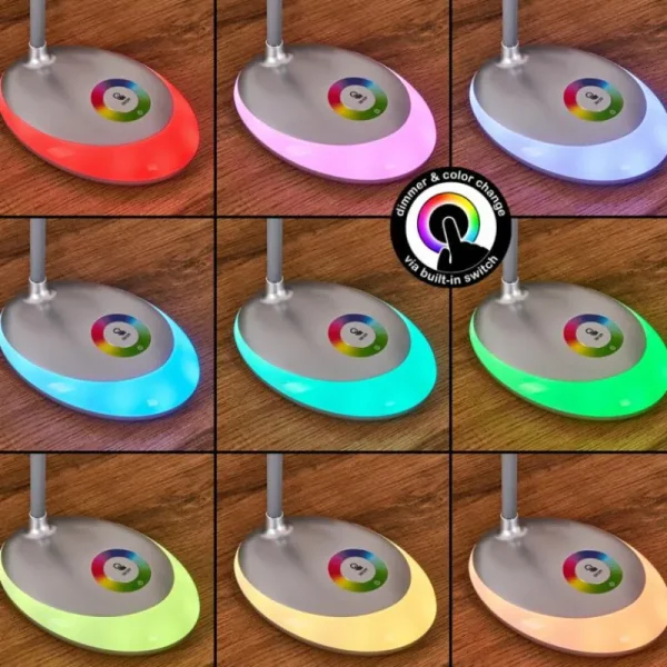 hofstein Sneslev Lampe de bureau, Lampe à poser LED Argenté, 1 lumière, Changeur de couleurs* Lampes Modernes