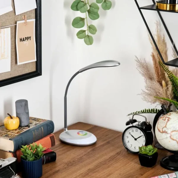 hofstein Sneslev Lampe de bureau, Lampe à poser LED Argenté, 1 lumière, Changeur de couleurs* Lampes Modernes