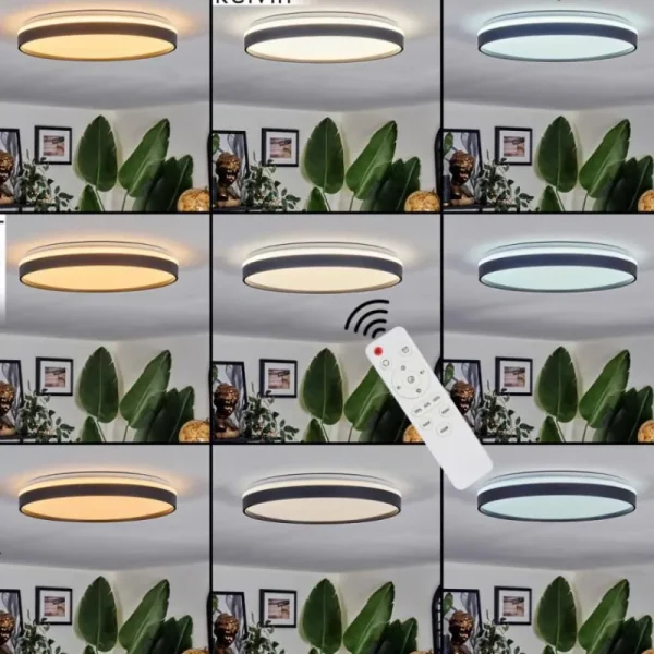 hofstein Sofo Plafonnier, Panel LED Blanc, 1 lumière, Télécommandes* Lampes Modernes