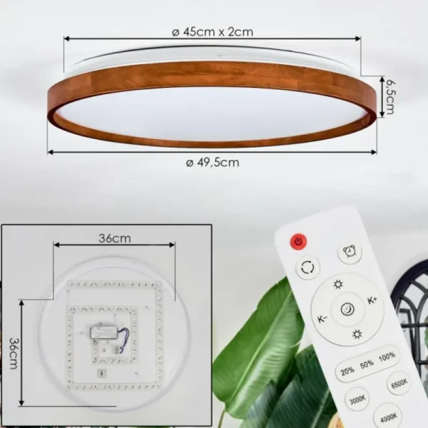 hofstein Sofo Plafonnier, Panel LED Blanc, 1 lumière, Télécommandes* Lampes Modernes