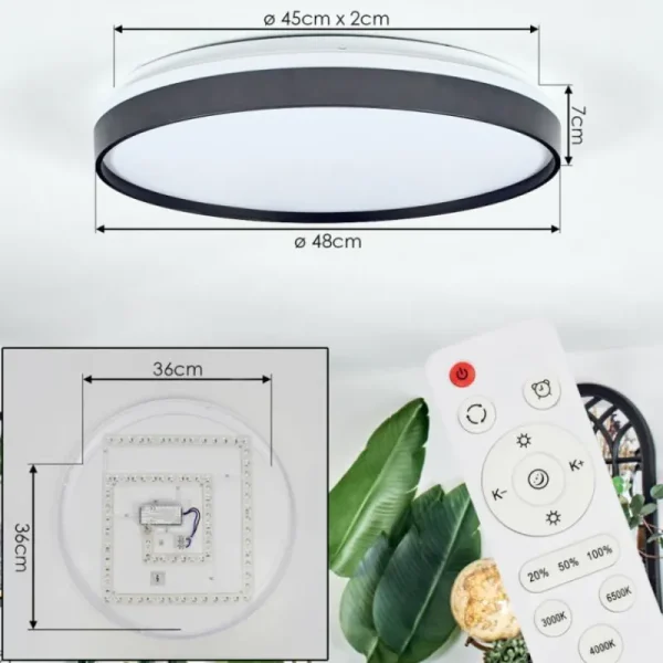 hofstein Sofo Plafonnier, Panel LED Blanc, 1 lumière, Télécommandes* Lampes Modernes