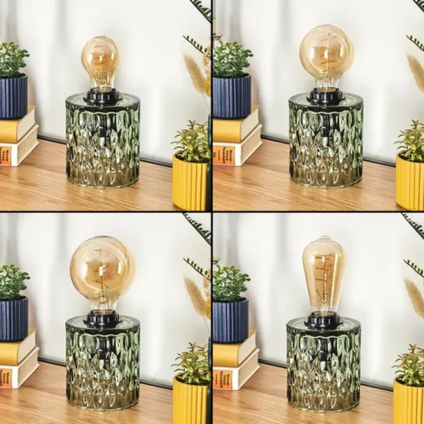 hofstein Sonhim Lampe à poser Vert, Noir, 1 lumière* Lampes En Verre