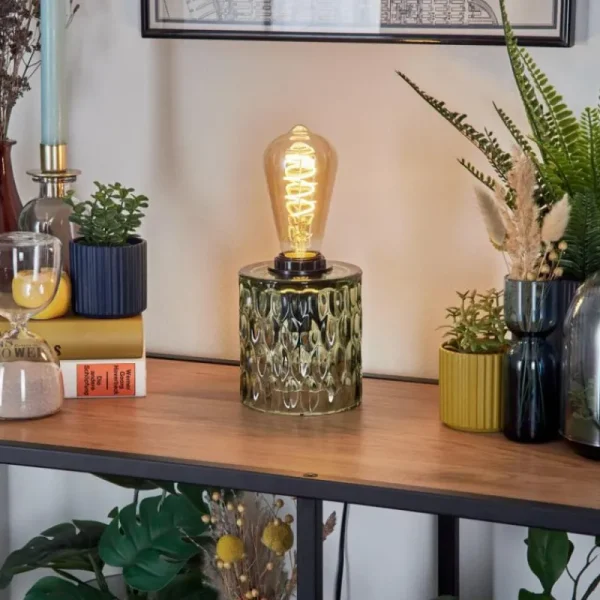 hofstein Sonhim Lampe à poser Vert, Noir, 1 lumière* Lampes En Verre