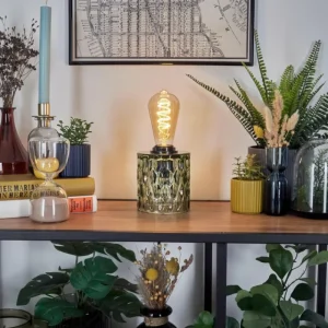 hofstein Sonhim Lampe à poser Vert, Noir, 1 lumière* Lampes En Verre