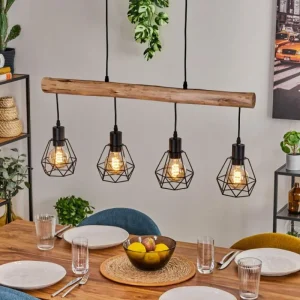 hofstein Soungou Suspension Écru, Noir, 4 lumières* Lampes Modernes