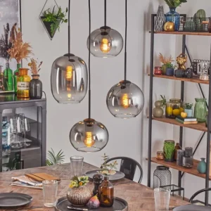 hofstein Soutinho Suspension, Boule lumineuse Clair, Fumé, 4 lumières* Lampes Modernes