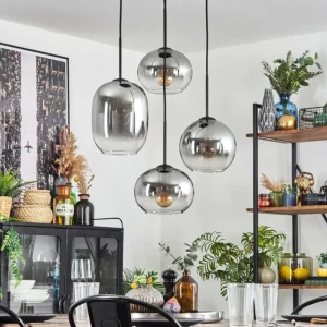 hofstein Soutinho Suspension, Boule lumineuse Clair, Fumé, 4 lumières* Lampes Modernes