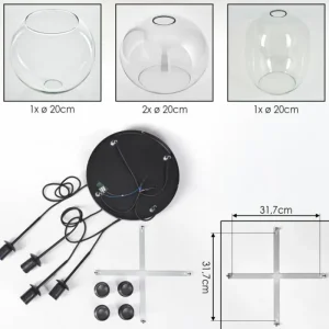 hofstein Soutinho Suspension, Boule lumineuse Clair, 4 lumières* Lampes En Verre