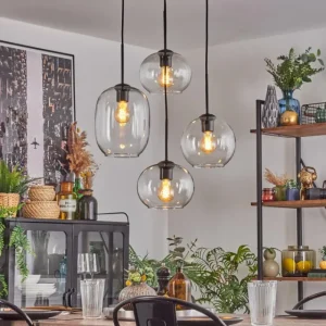 hofstein Soutinho Suspension, Boule lumineuse Clair, 4 lumières* Lampes En Verre
