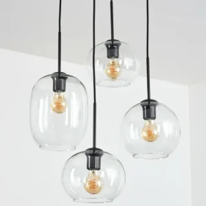 hofstein Soutinho Suspension, Boule lumineuse Clair, 4 lumières* Lampes En Verre