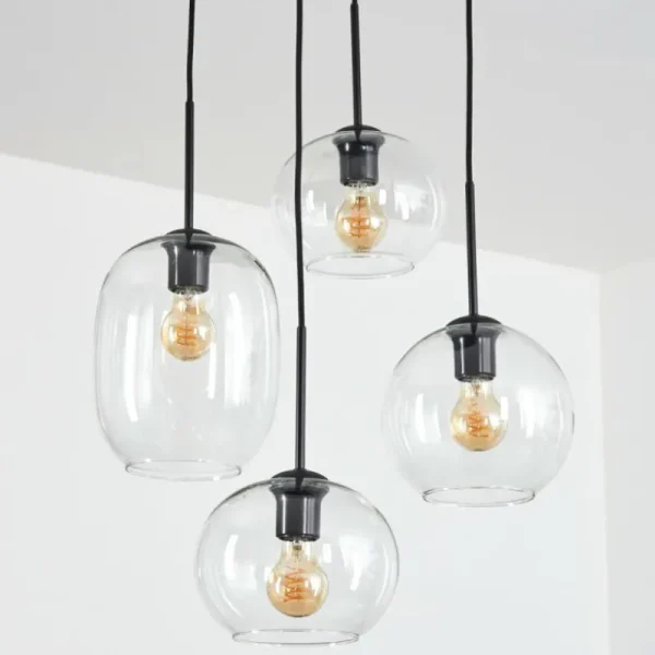 hofstein Soutinho Suspension, Boule lumineuse Clair, 4 lumières* Lampes En Verre