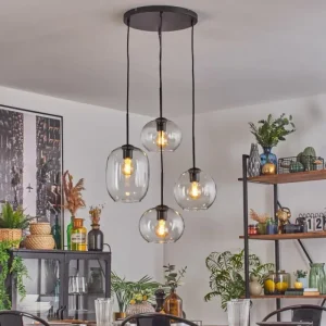 hofstein Soutinho Suspension, Boule lumineuse Clair, 4 lumières* Lampes En Verre