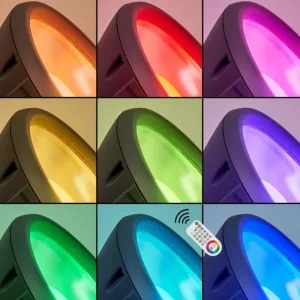 hofstein Spot de jardin Phniet LED Noir, 1 lumière, Télécommandes, Changeur de couleurs* Lampes Modernes